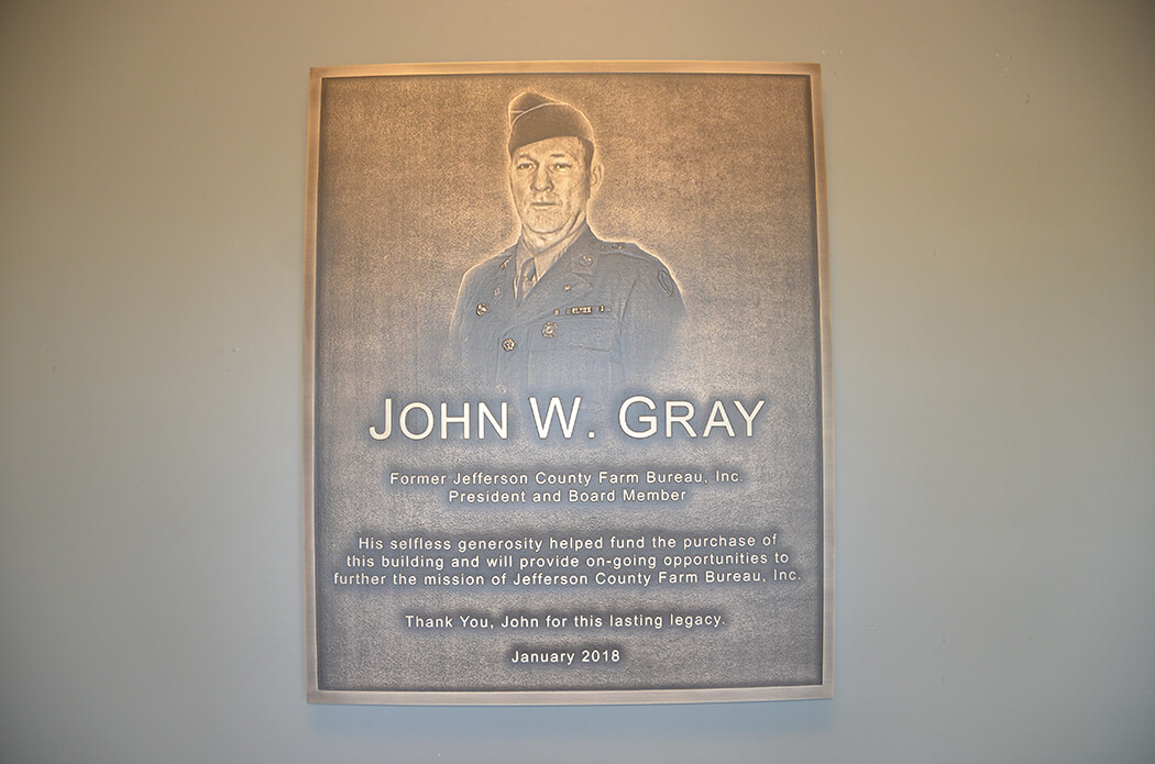 John W. Gray Plaque_Jefferson County Farm Bureau